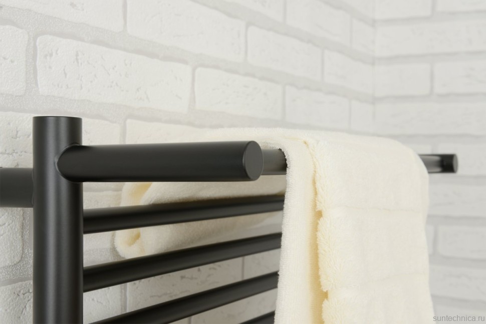 Полотенцесушитель электрический Сунержа Богема 3.1 31-6007-8040 90x45 см, подключение справа, матовый черный, лесенка, с полкой