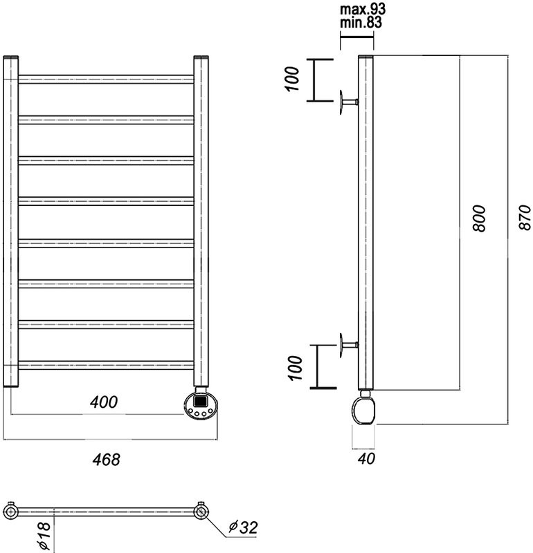 Полотенцесушитель электрический Domoterm Медея П8 40x80, золото, R