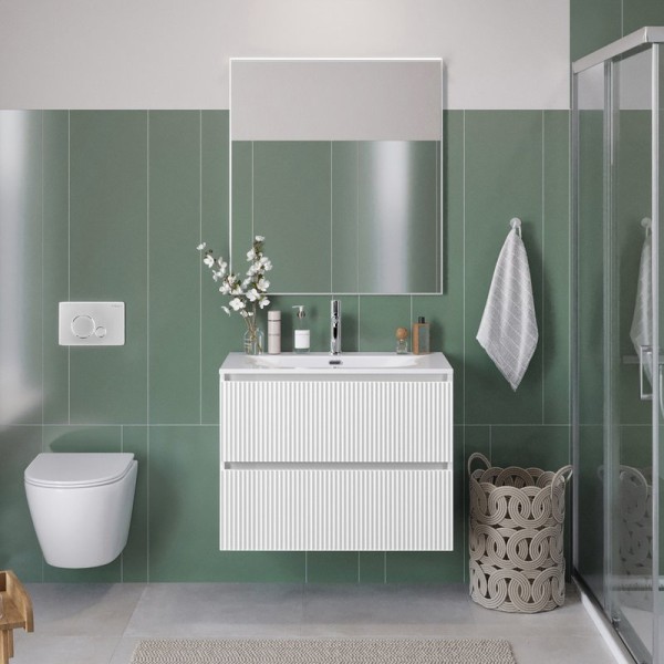 Мебель для ванной комнаты BelBagno Uno-mini 80 подвесная, 2 ящика, bianco opaco