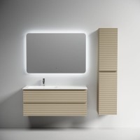 Тумба под раковину подвесная Sancos Folk левая 1190х445х500 мм, c двумя ящиками оснащенными доводчиками, Капучино