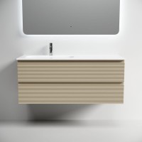 Тумба под раковину подвесная Sancos Folk левая 1190х445х500 мм, c двумя ящиками оснащенными доводчиками, Капучино