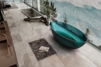 Акриловая ванна Abber Kristall AT9702 Aquamarin 180x85 см, отдельностоящая, бирюзовая, овальная, с донным клапаном