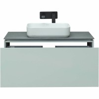 Тумба под раковину со столешницей Allen Brau Infinity 100 1+1, подвесная, папирус матовый, столешница графит структ