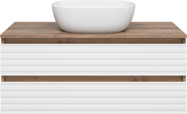 Тумба под раковину Brevita Dakota 100 подвесная, дуб галифакс олово, белый