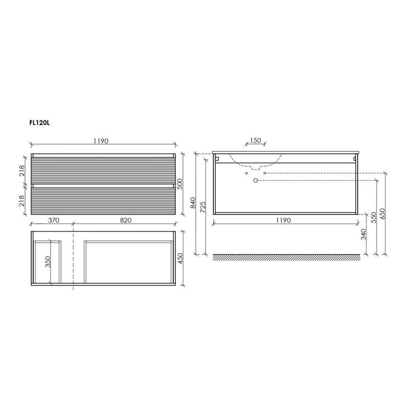 Тумба для ванной подвесная Sancos Folk левая 1195х445х500, FL120LGS