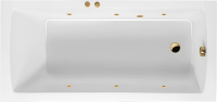 Акриловая ванна Excellent Aquaria Soft 160x70 см, встраиваемая, с гидромассажем, белая, с каркасом, со сливом-переливом, фурнитура золото