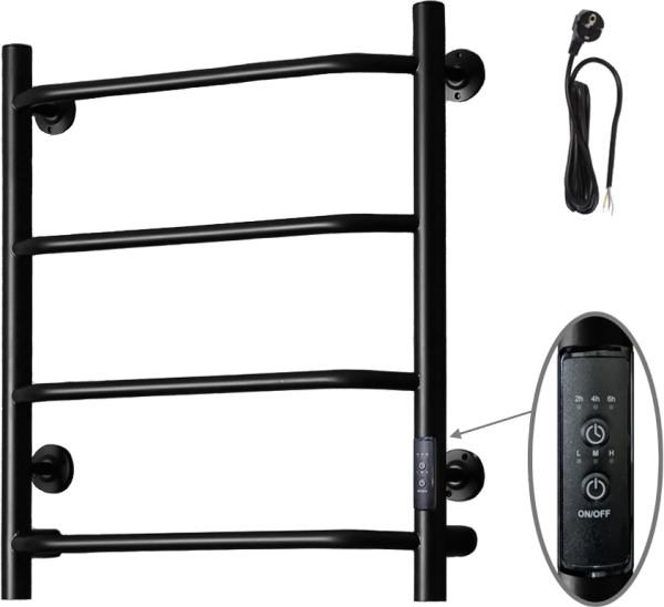 Полотенцесушитель электрический Тругор Пэк сп 6 60х50 с выключателем, черный