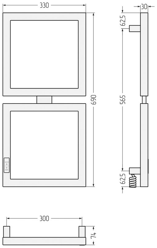 Полотенцесушитель электрический Сунержа Этюд E 32-0844-6030 105x35 см, подключение слева, золотой шелк