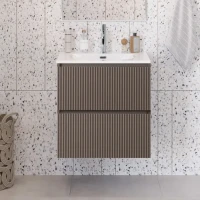 Мебель для ванной комнаты BelBagno Uno 60 подвесная, 2 ящика, матовая бежевая