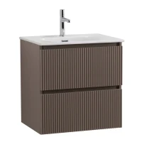 Мебель для ванной комнаты BelBagno Uno 60 подвесная, 2 ящика, матовая бежевая