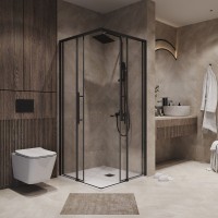 Душевой уголок Niagara Nova NG-6830-34BLACK 100x100, профиль черный матовый, стекло прозрачное