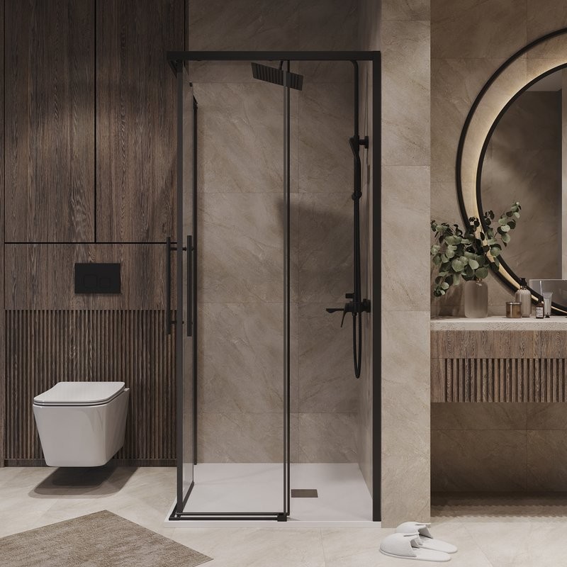 Душевой уголок Niagara Nova NG-6830-34BLACK 100x100, профиль черный матовый, стекло прозрачное