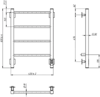 Полотенцесушитель электрический Grota Simple K 430х600 NM EL 60x45 см, подключение справа, слева, скрытое подключение справа, матовый хром, лесенка