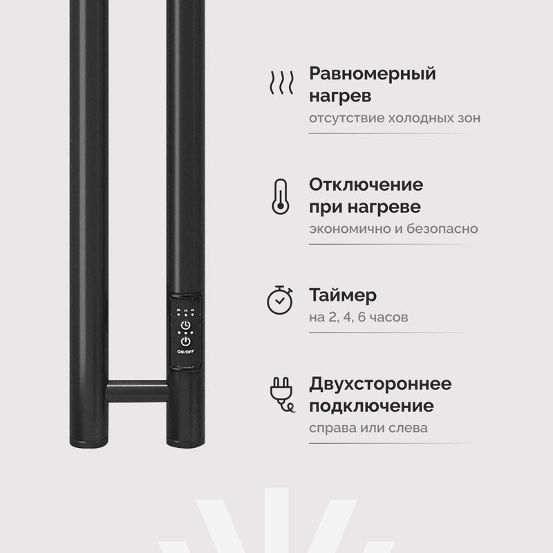 Полотенцесушитель электрический EWRIKA Пенелопа X2 120, черный