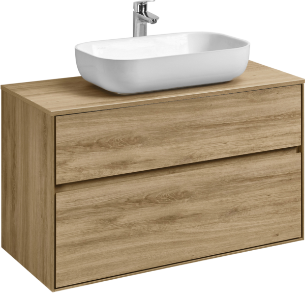 Тумба с раковиной AQUATON Либерти 100 со столешницей дуб эльвезия, раковина Лола 60