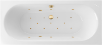 Акриловая ванна Excellent Oceana Slim Relax 170x75 см, встраиваемая, с гидромассажем, белая, с каркасом, со сливом-переливом, фурнитура золото
