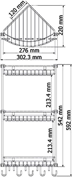 Полка Wasserkraft K-1233 3-ярусная, с крючками