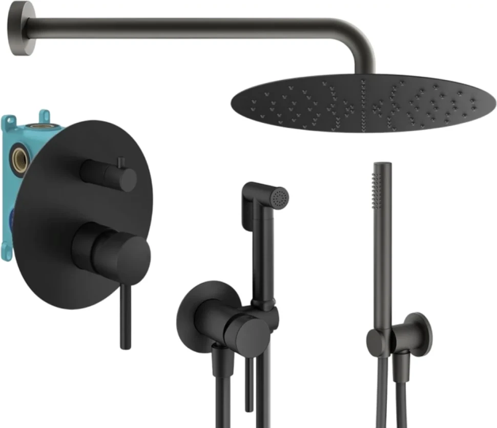 Комплект для ванной Plumberia Selection Ixo KITZXO18NO С ВНУТРЕННЕЙ ЧАСТЬЮ, черный матовый