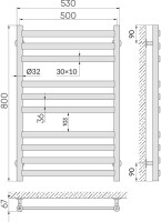 Полотенцесушитель водяной Indigo Slim LSLW80-50 серебристый