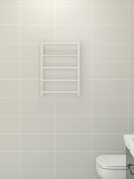 Полотенцесушитель электрический Стилье Формат 27 12528-6040 60x45 см, подключение справа, скрытое подключение справа, глянцевый белый, лесенка