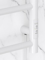 Полотенцесушитель электрический Стилье Формат 27 12528-6040 60x45 см, подключение справа, скрытое подключение справа, глянцевый белый, лесенка