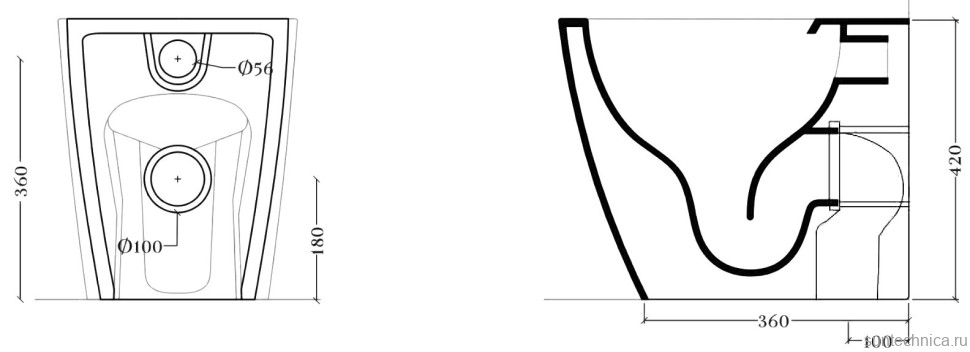 Унитаз приставной напольный ArtCeram A16 Reel ASA001 17 71 с микролифтом, безободковый, матовый черный