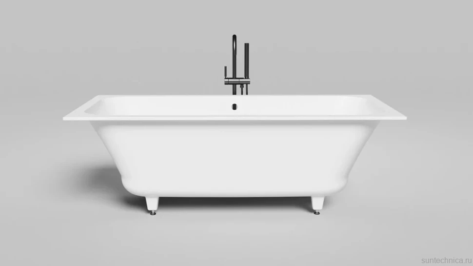 Ванна из искусственного камня Salini Orlanda Axis S-Stone 170x75 см, встраиваемая, матовая белая, на ножках