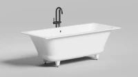 Ванна из искусственного камня Salini Orlanda Axis S-Stone 170x75 см, встраиваемая, матовая белая, на ножках