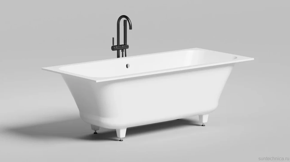 Ванна из искусственного камня Salini Orlanda Axis S-Stone 170x75 см, встраиваемая, матовая белая, на ножках