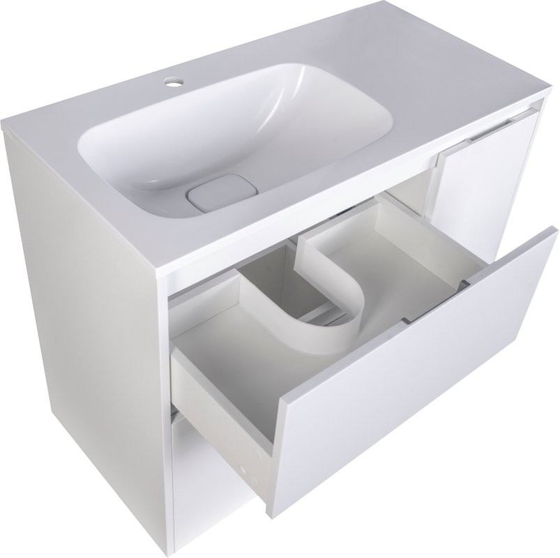 Мебель для ванной комнаты Style Line Барселона 90 L Люкс Plus, с бельевой корзиной, зеркало STWORKI Копенгаген