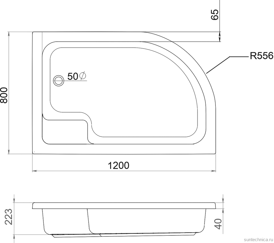 Поддон для душа Triton ПД19 правый 120х80