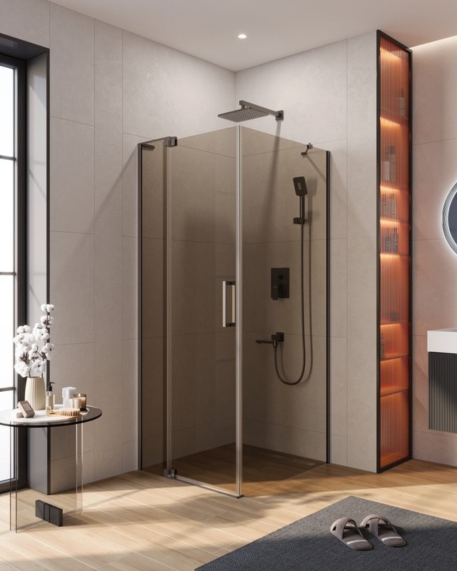 Душевой уголок Cezares Slider AH 1 90-70/80 BR GM профиль оружейная сталь, стекло бронза