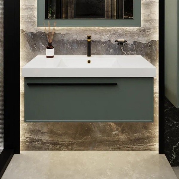 Тумба с раковиной La Fenice Elba 80 подвесная, grigio, раковина Cubo 80