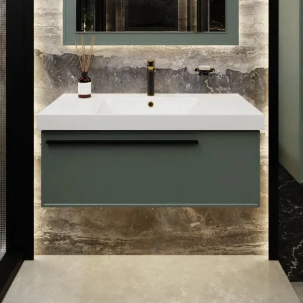 Тумба с раковиной La Fenice Elba 80 подвесная, grigio, раковина Cubo 80