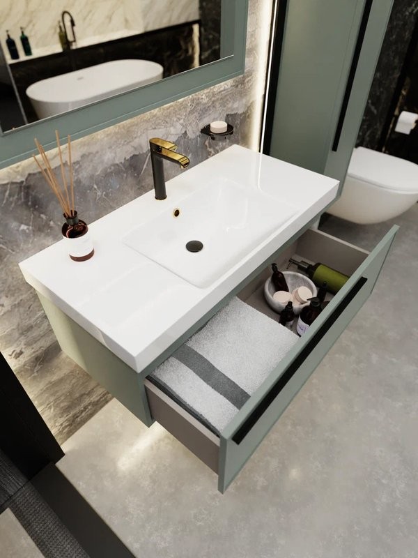 Тумба с раковиной La Fenice Elba 80 подвесная, grigio, раковина Cubo 80