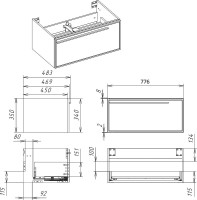 Тумба с раковиной La Fenice Elba 80 подвесная, grigio, раковина Cubo 80