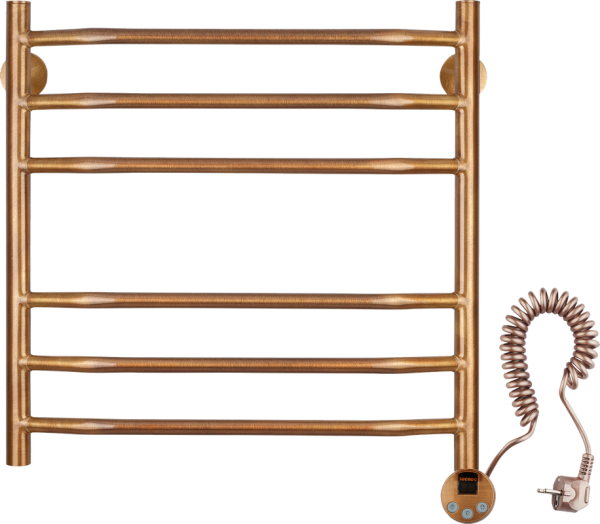 Полотенцесушитель электрический Secado Агата 2 65x55 см, подключение справа, бронза, лесенка, латунь