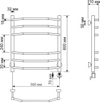 Полотенцесушитель электрический Secado Агата 2 65x55 см, подключение справа, бронза, лесенка, латунь