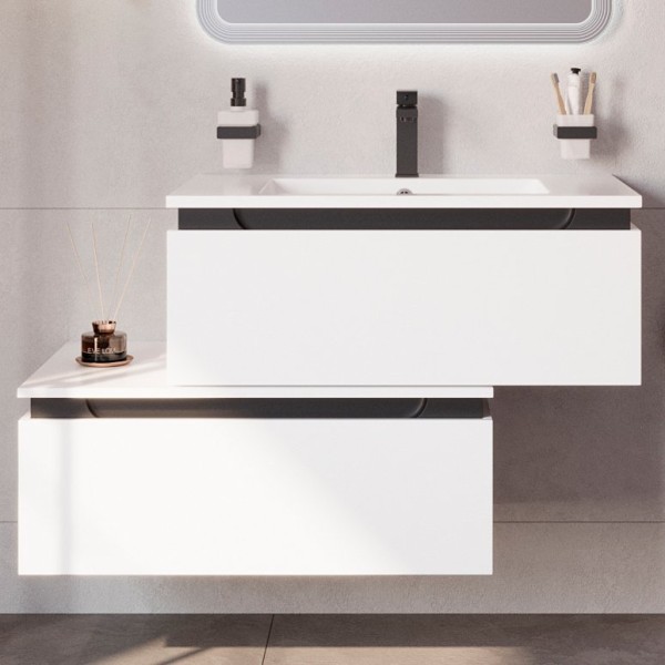 Тумба с раковиной Cezares Slider 80 подвесная, 2 ящика, белая