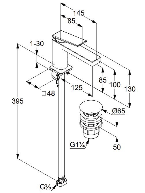 Смеситель для раковины Kludi Decus 54266N275 оружейная сталь PVD