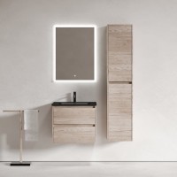 Мебель для ванной комнаты Sancos Libra 60 дуб галифакс натуральный, черная раковина CN7001MB