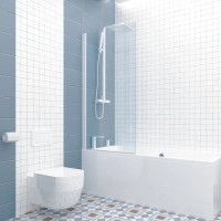 Шторка на ванну Kubele DE020 DE020P601-CLN-WTMT- 70х150 150х70, профиль белый матовый