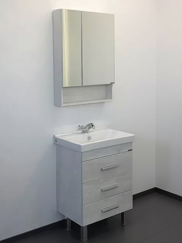 Мебель для ванной комнаты Comforty Никосия 60Н напольная, белый дуб, с раковиной Fest 60 F01