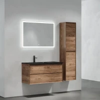 Мебель для ванной комнаты Sancos Marmi 2.0 100 L черная раковина, дуб чарльстон