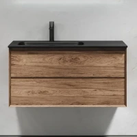 Мебель для ванной комнаты Sancos Marmi 2.0 100 L черная раковина, дуб чарльстон