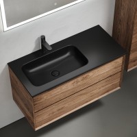 Мебель для ванной комнаты Sancos Marmi 2.0 100 L черная раковина, дуб чарльстон