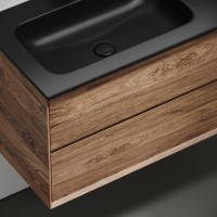 Мебель для ванной комнаты Sancos Marmi 2.0 100 L черная раковина, дуб чарльстон