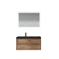 Мебель для ванной комнаты Sancos Marmi 2.0 100 L черная раковина, дуб чарльстон