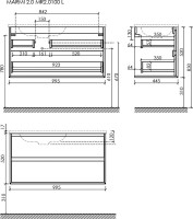 Мебель для ванной комнаты Sancos Marmi 2.0 100 L черная раковина, дуб чарльстон