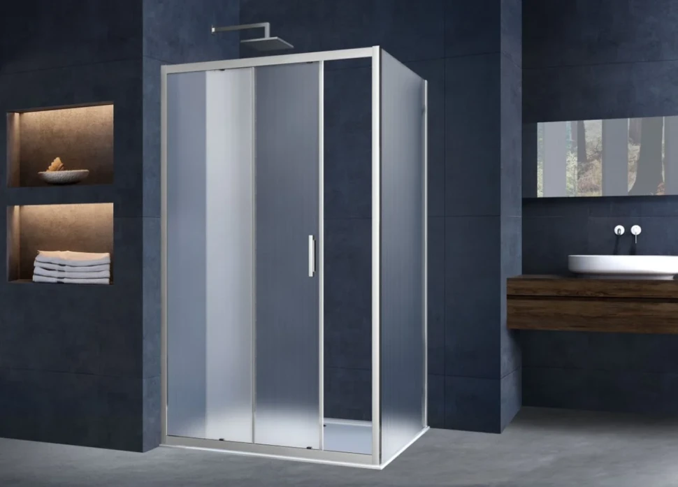 Душевой уголок Vincea Alpha VSR-3AL8011MT 110х80 см, профиль хром, стекло текстурное
